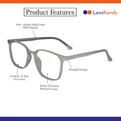 Shiny Aqua Blue Square Antiglare Computer Glasses