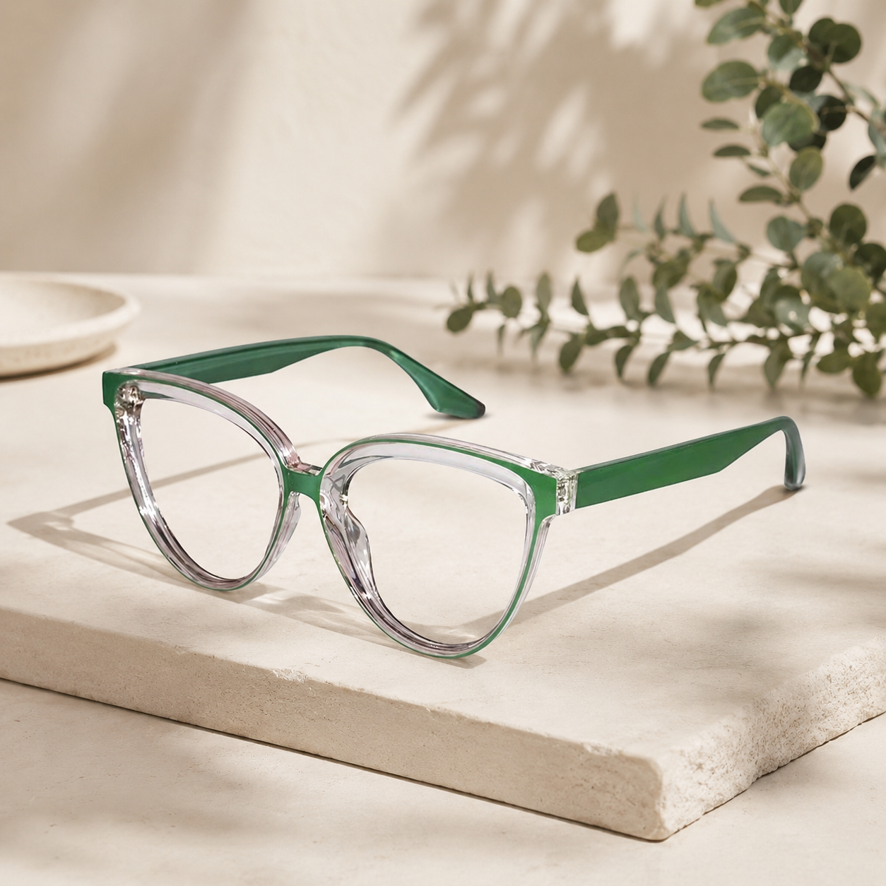 Green Cateye Computer Glasses For Women LKE23050-GRN