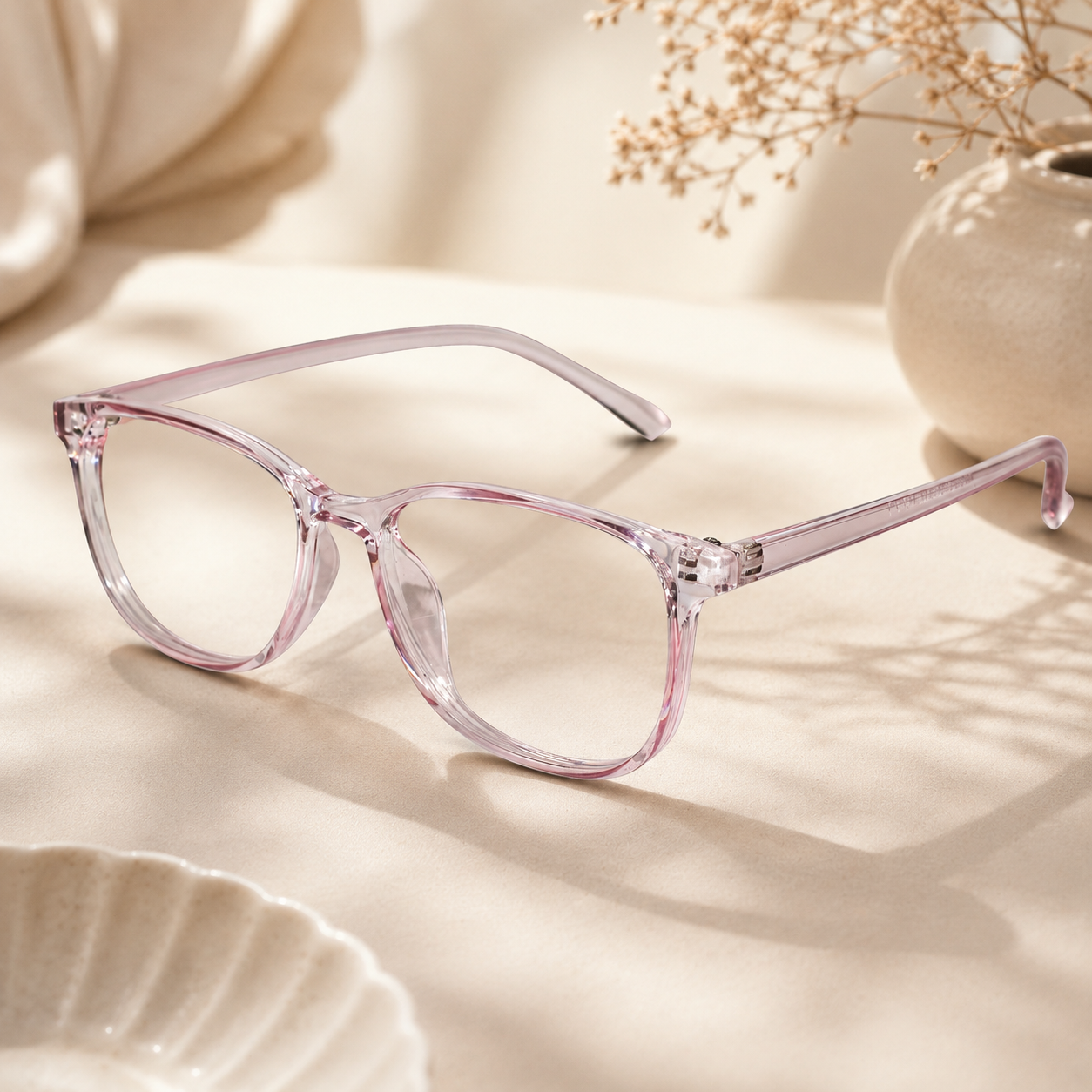Crystal Pink Rectangular Eyeglasses & Computer glasses for men & women LKE016-PNK