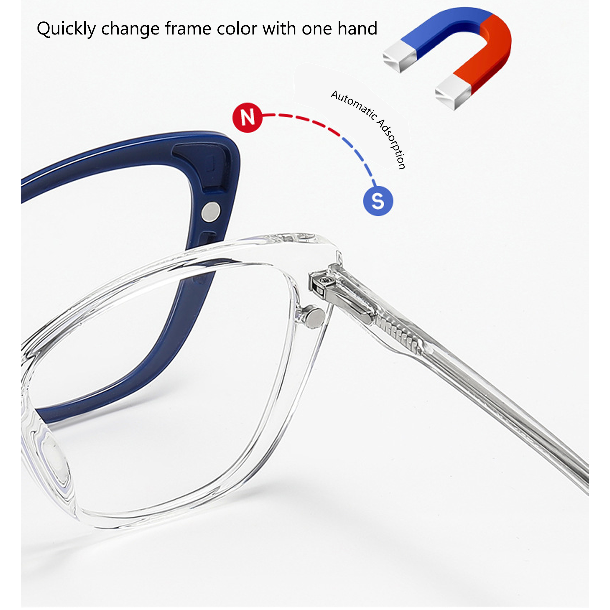 5 in 1 Clip On Cateye  Eyeglasses For Women