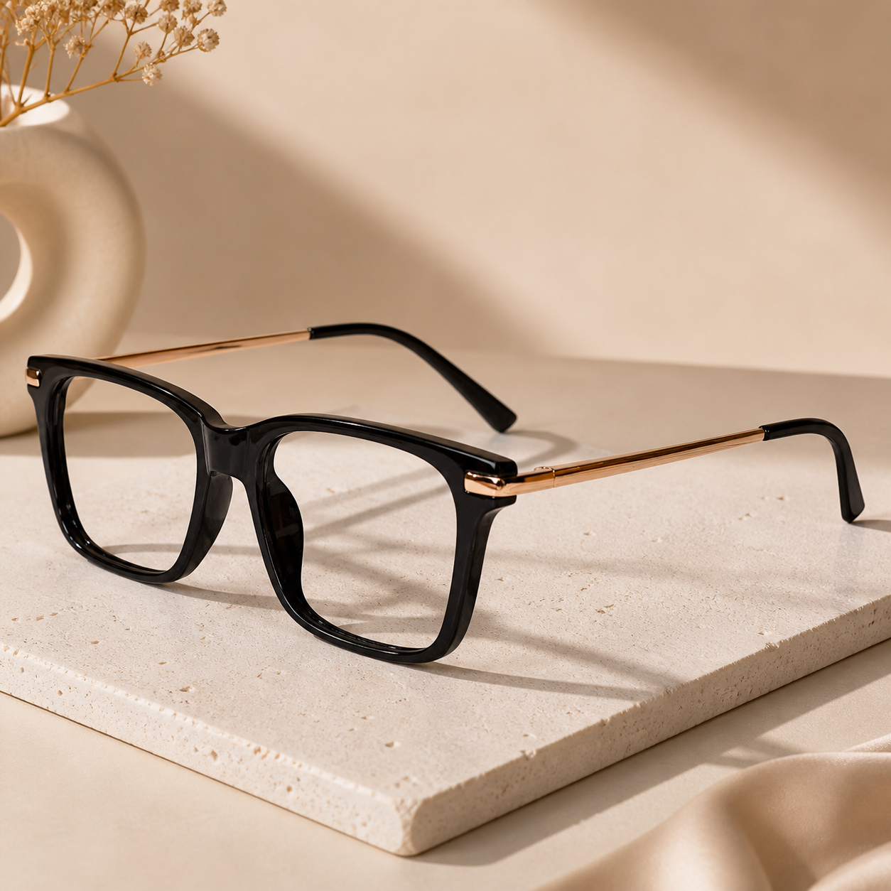 Black Gold Rectangular Eye glasses LKS2068-BLK-GOLD