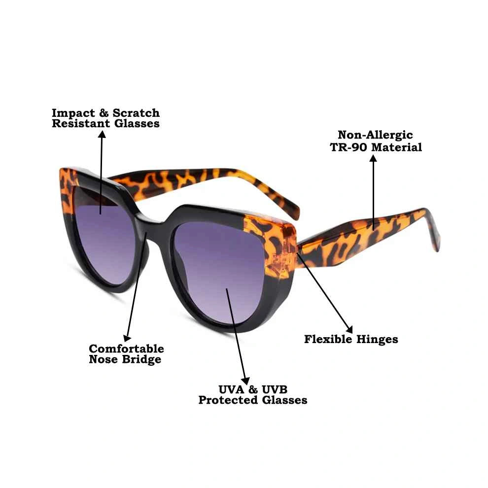 Animal Print Cat Eye Sunglasses For Women LKS22014-BLK
