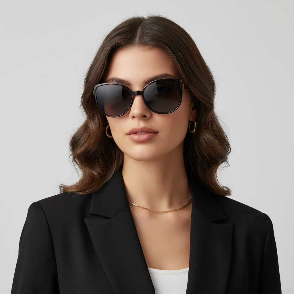 Animal Print Cat eye Sunglasses For Women LKS9075-DA-BRN