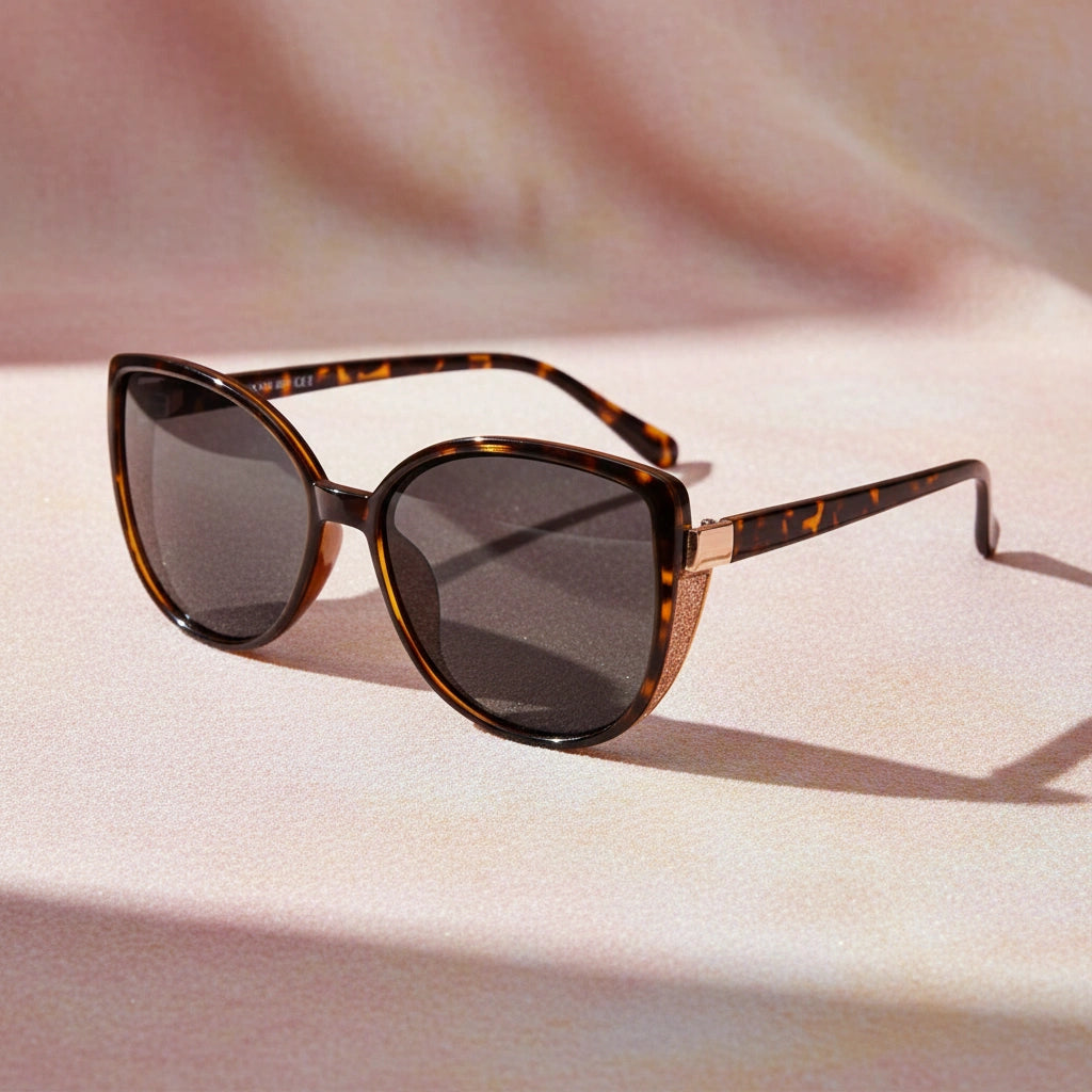 Animal Print Cat eye Sunglasses For Women LKS9075-DA-BRN