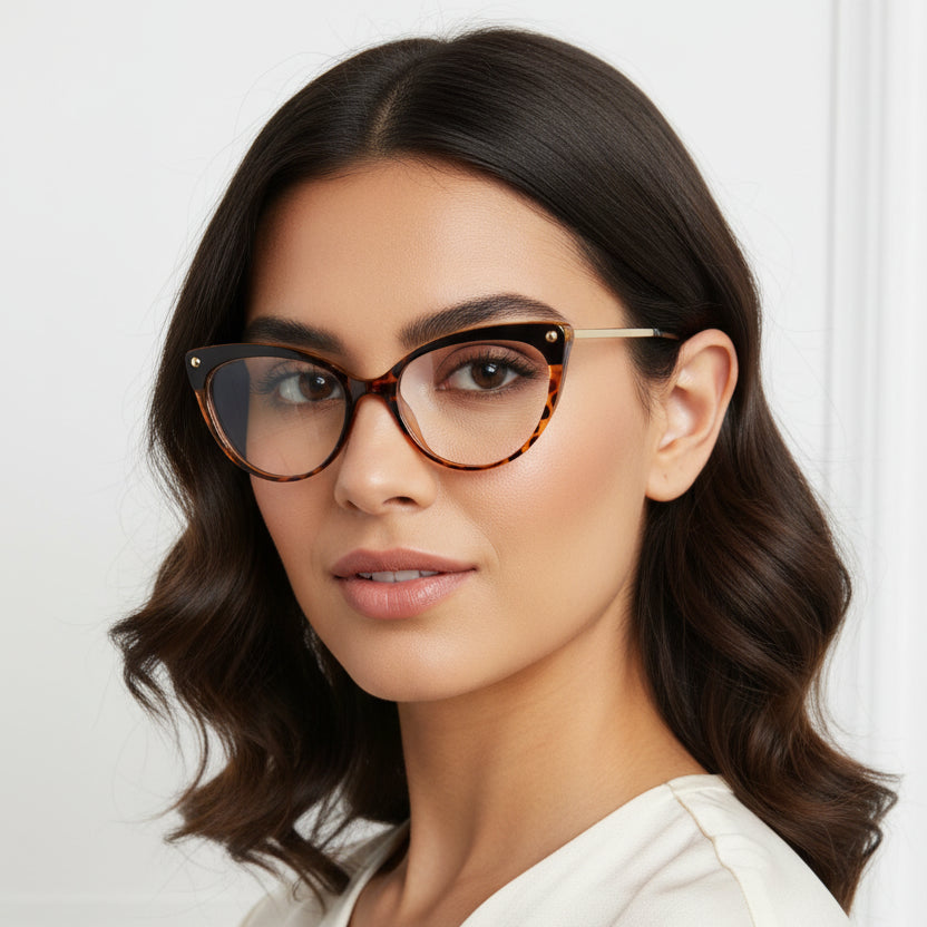 Get Blue Lens Animal Print Cateye Computer Glasses for office or daily use.