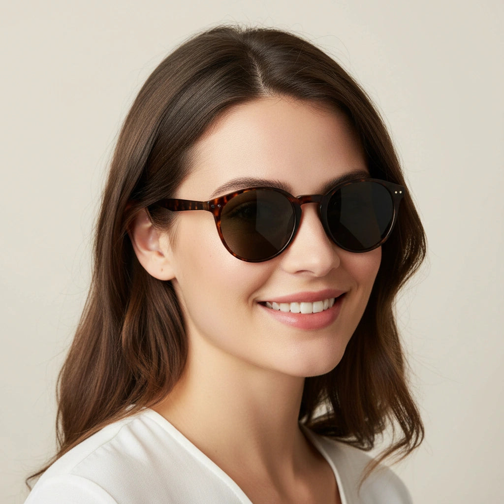 Animal Print Round Shape Sunglasses For Women LKS3821-BRN