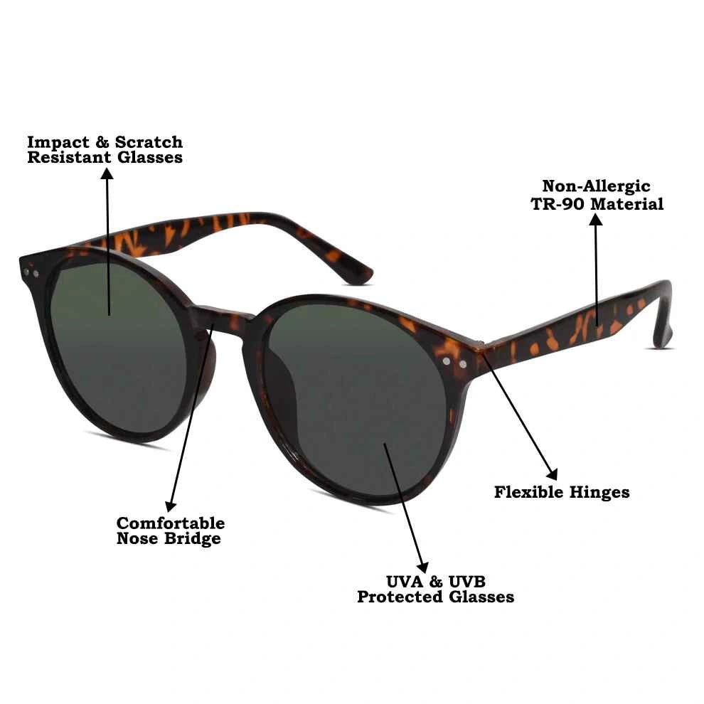 Animal Print Round Shape Sunglasses For Women LKS3821-BRN