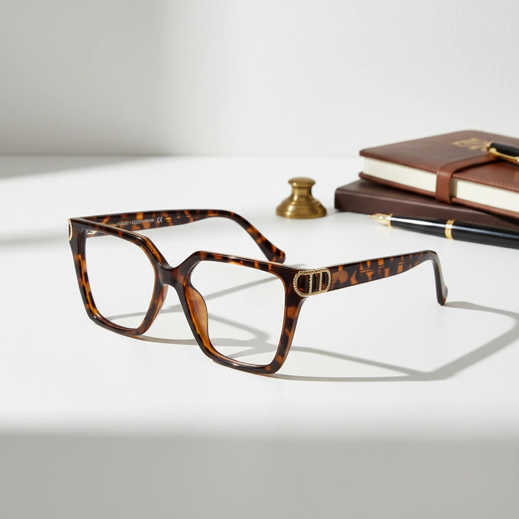 Animal Print Square Eyeglasses For Women LKE23044-BRN