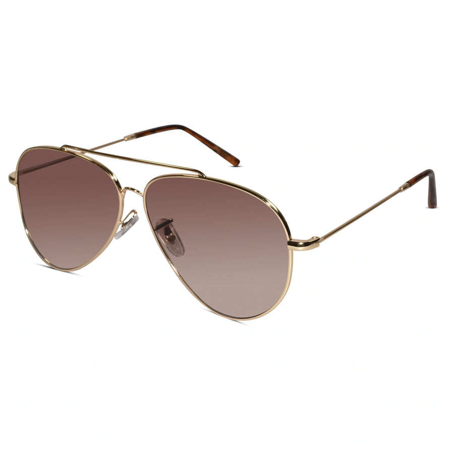 Aviator Reverse Brown Metal Sunglasses For Men & Women