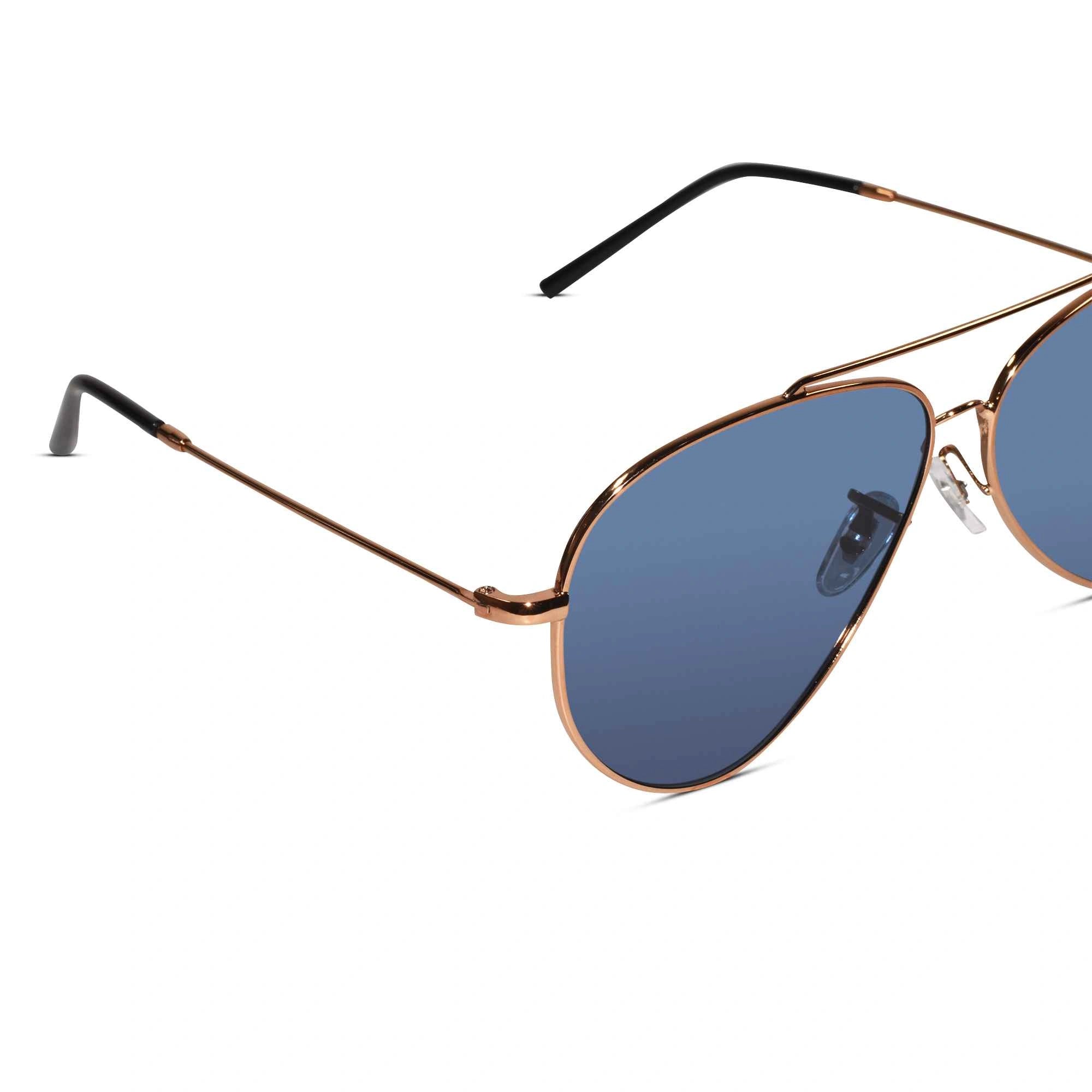 Aviator Reverse Red Gold Metal Sunglasses For Men & Women LKS1088-BLU