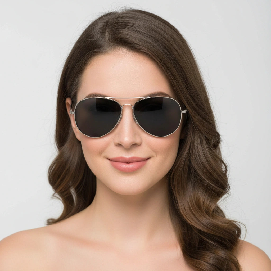 Aviator  ReverseSilver Metal Sunglasses For Men LKS1088-SILVER