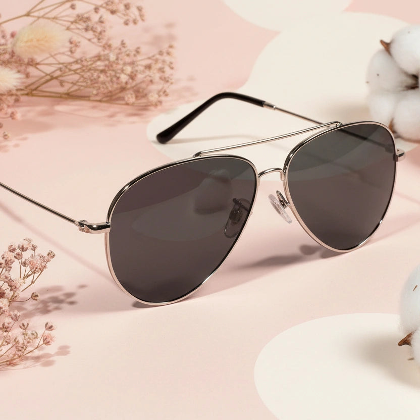 Aviator  ReverseSilver Metal Sunglasses For Men LKS1088-SILVER