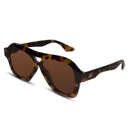 Full view of classic animal print aviator sunglasses unisex polarised with TR90 material