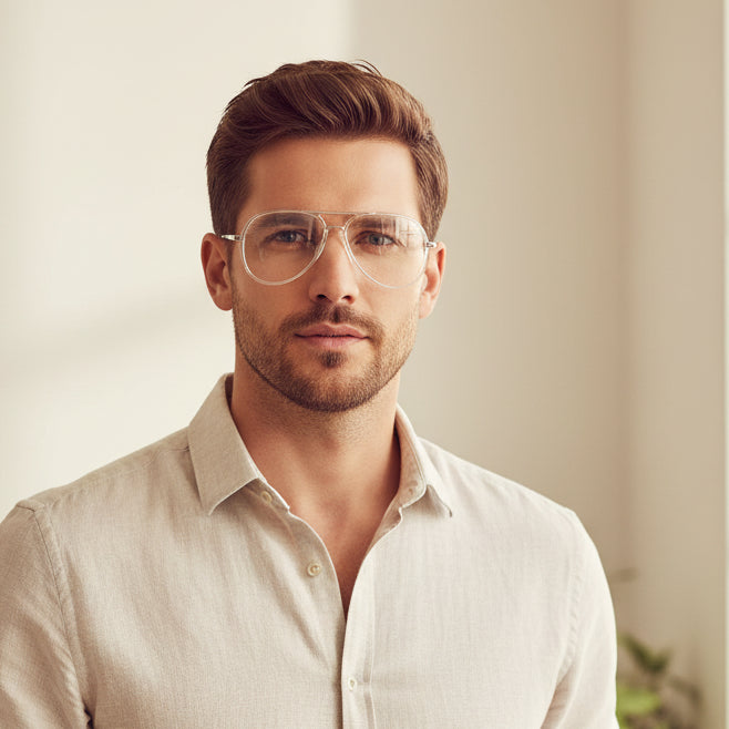 Aviator Transparent Eyeglasses For Men & Women LKE2810-TRAN