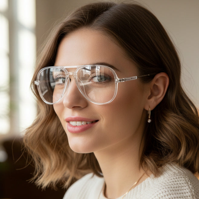 Aviator Transparent Eyeglasses For Men & Women LKE2810-TRAN