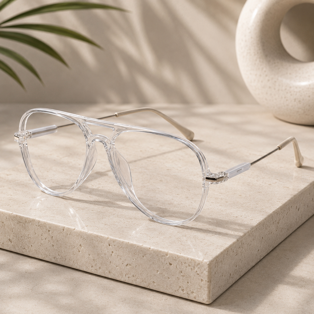 Aviator Transparent Eyeglasses For Men & Women LKE2810-TRAN