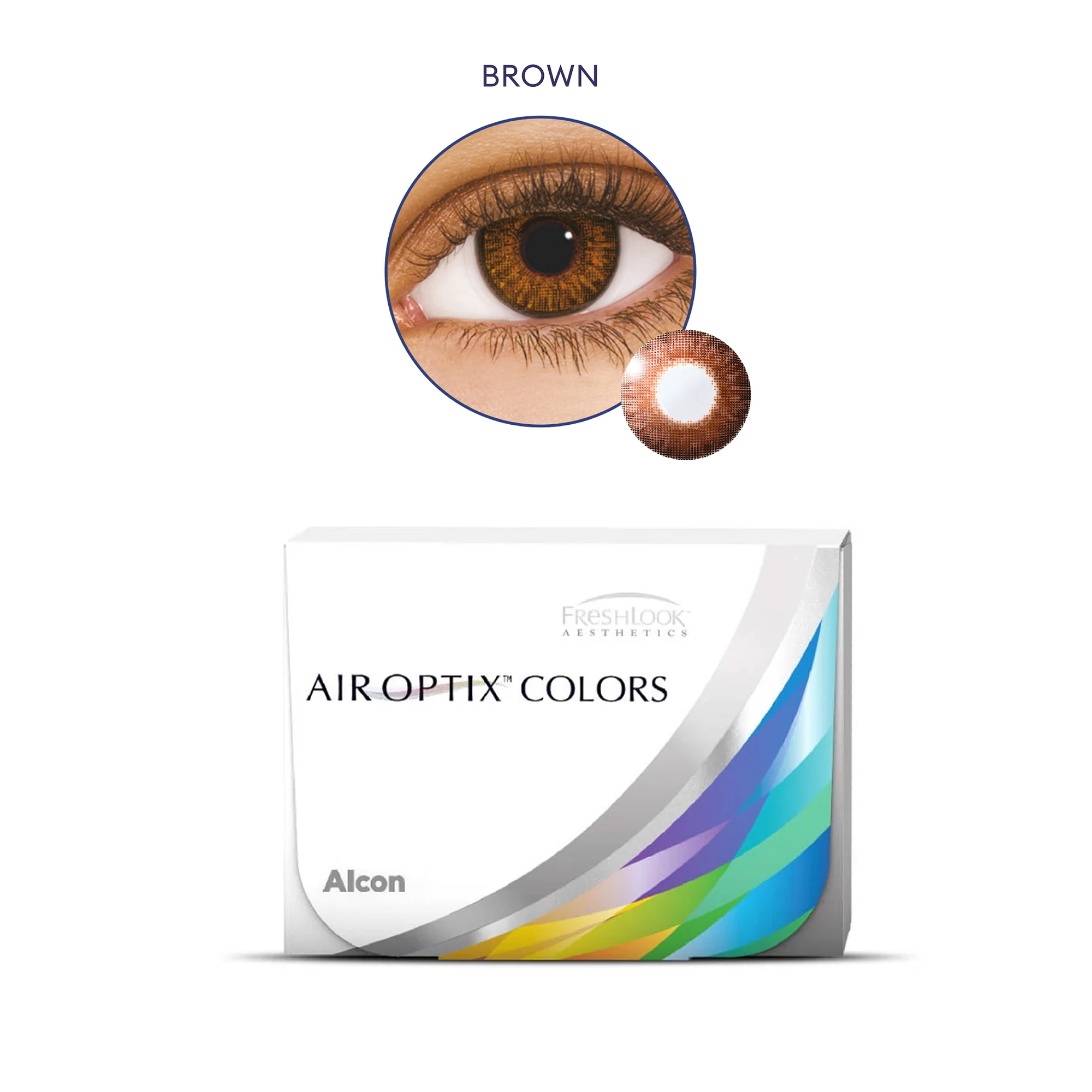 Air Optix Freshlook Colors Power Contact Lens Brown Lens 2 Box