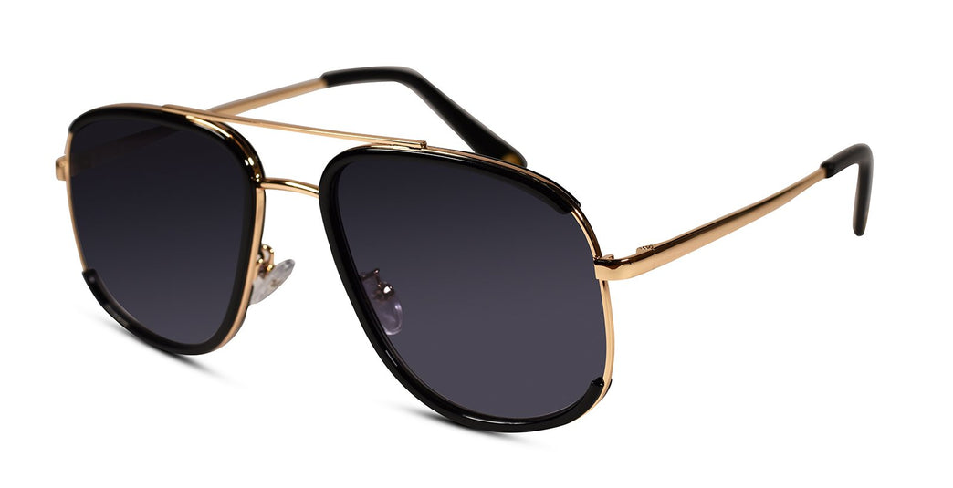 Designer Aviator Pilot Golden / Black Sunglasses