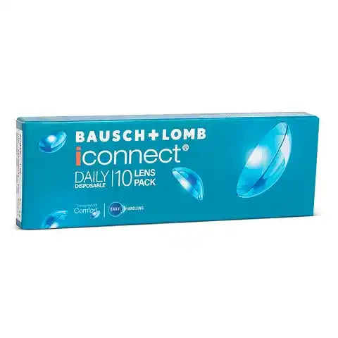 Side view of Bausch & Lomb iConnect daily disposable contact lenses 10 lens pack – clear comfortable vision everyday