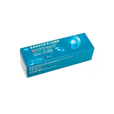 Side view of Bausch & Lomb iConnect 30 lens pack – daily disposable soft contact lenses for fresh and clear vision every day