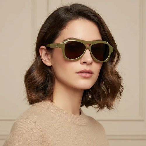 Beige  Aviator Sunglasses For Men & Women ELS20252-BEIGE