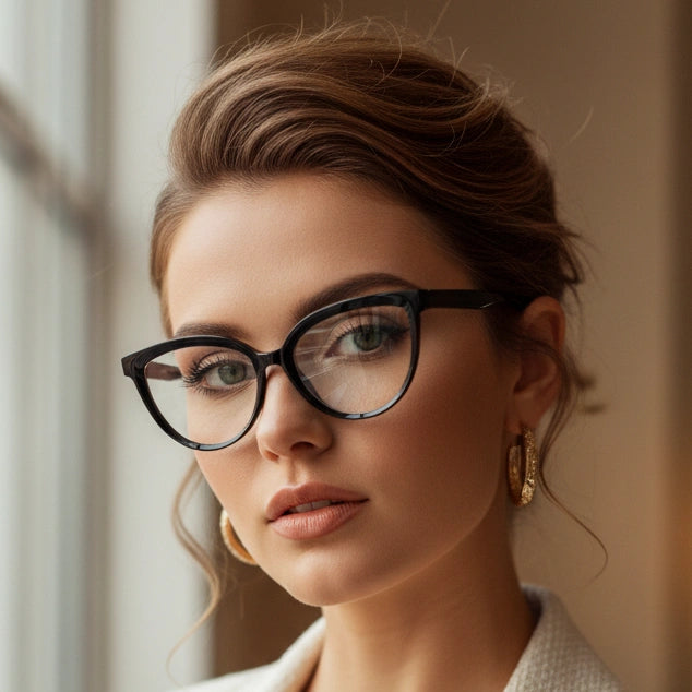 Black Cateye Computer Glasses For Women LKE23050-BLK