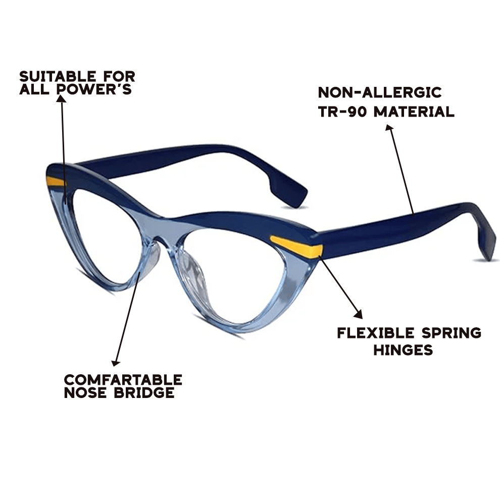 Dual Tone Blue Cat eye Eyeglasses For Women