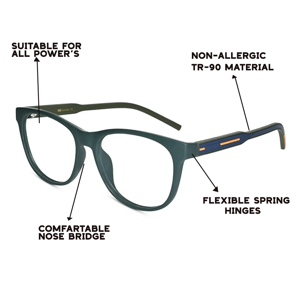Matt Green Wayfarer Eyeglasses For Men & Women