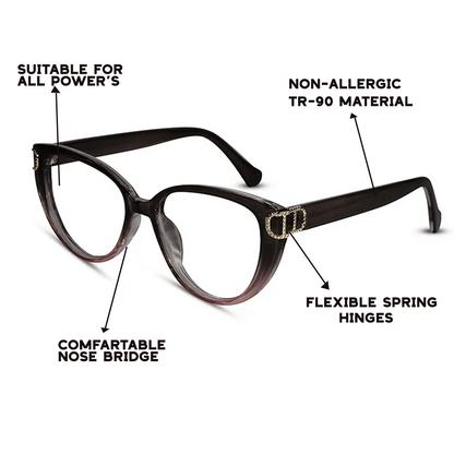 Designer Dual Tone Black/Brown Cat eye Eyeglasses For Women