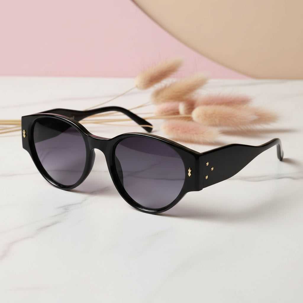 Black Round  Sunglasses For Women LKS6503-BLK