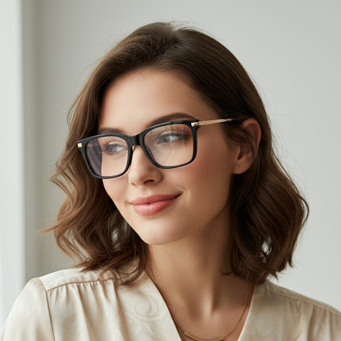 Black Gold Rectangular Eye glasses LKS2068-BLK-GOLD