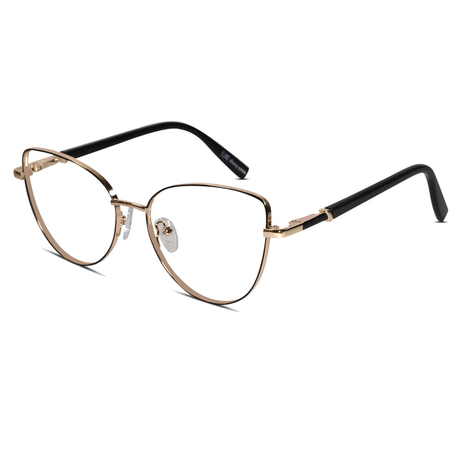 Black-Gold Cateye Eyeglasses For Women