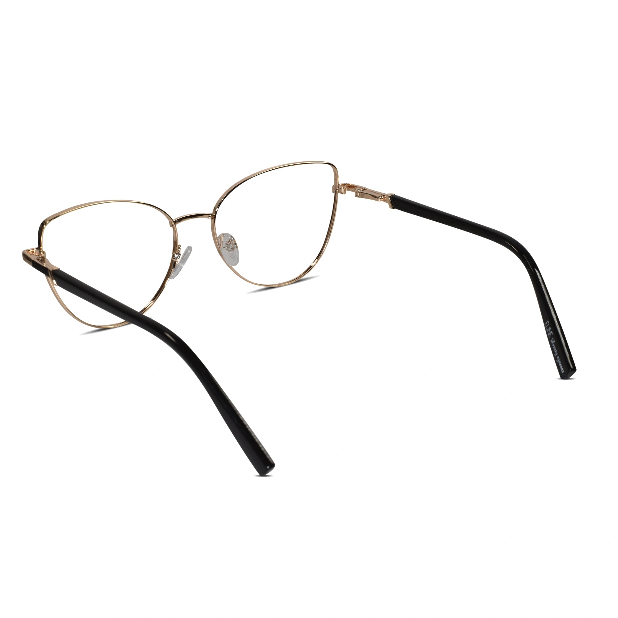 Black-Gold Cateye Eyeglasses For Women LKE26074-BLK