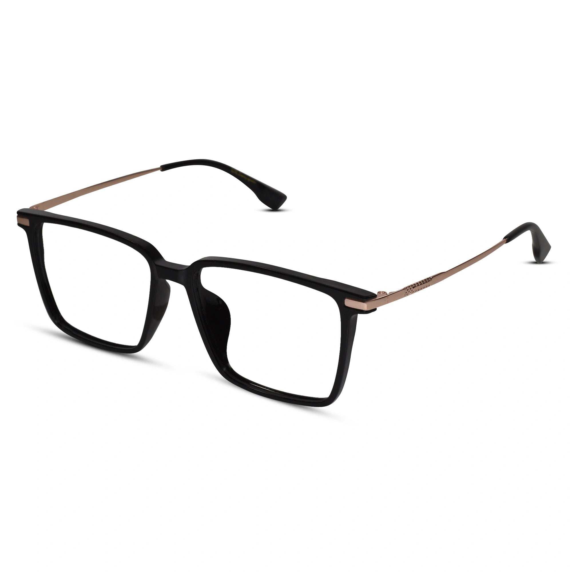 Black-Gold Rectangular Eyeglasses For Men & Women ELE98011-BLK