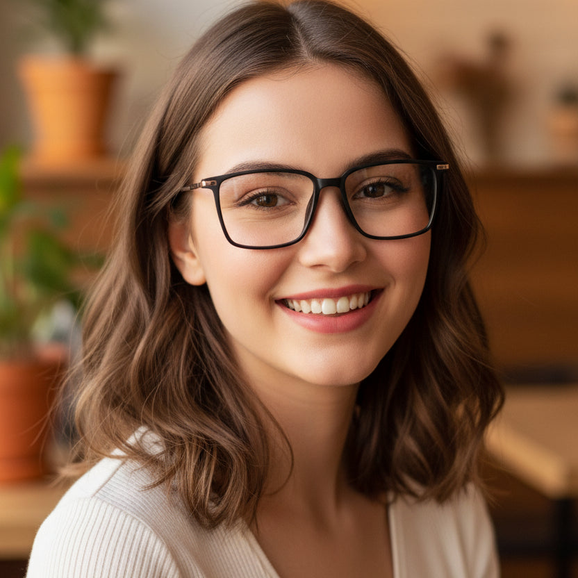 Black-Gold Rectangular Eyeglasses For Men & Women ELE98011-BLK