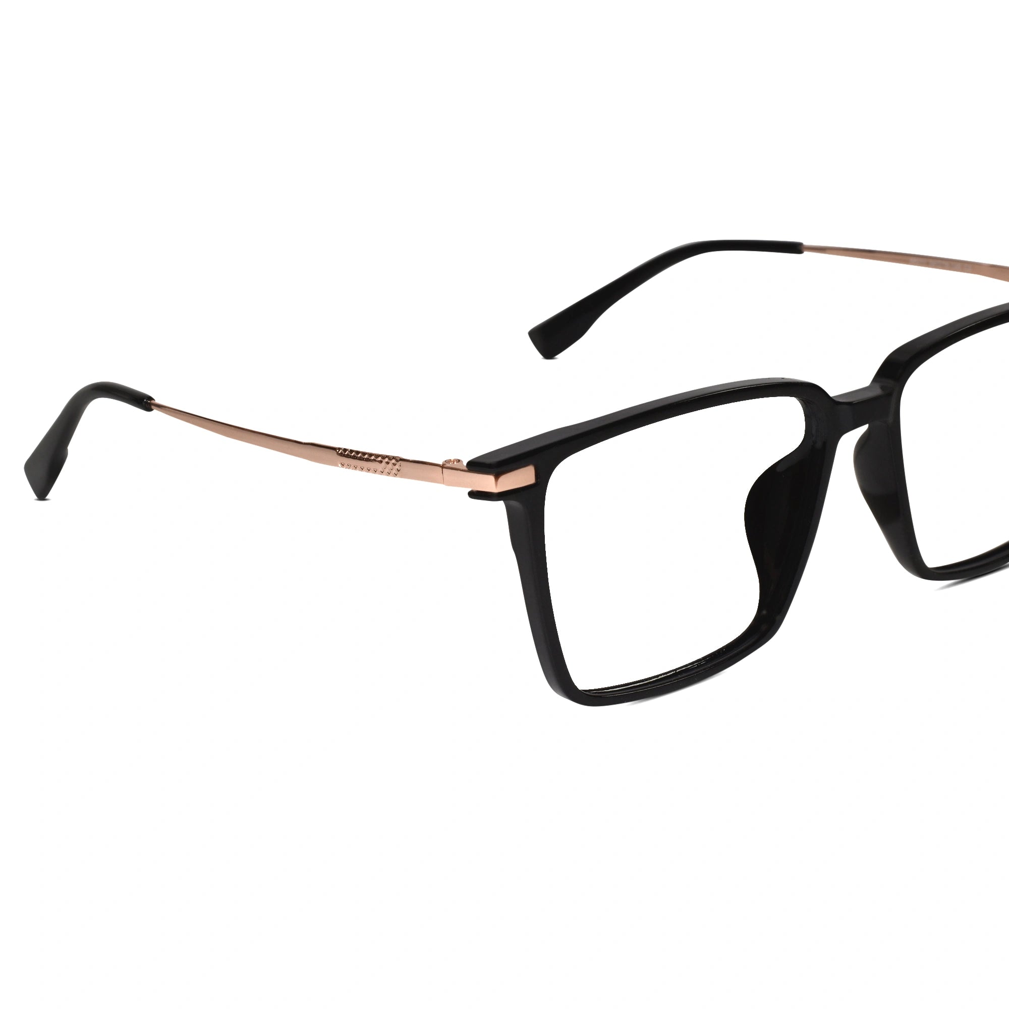 Black-Gold Rectangular Eyeglasses For Men & Women ELE98011-BLK