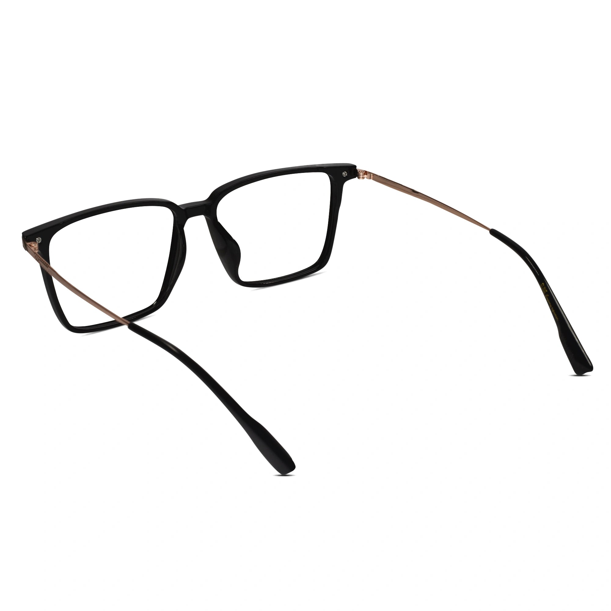Black-Gold Rectangular Eyeglasses For Men & Women ELE98011-BLK
