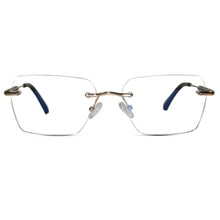 Black-Gold Rimless Reactngular Eyeglasses For Men