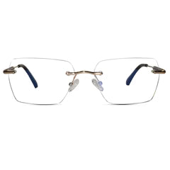 Black-Gold Rimless Reactngular Eyeglasses For Men ELE24004-BLK