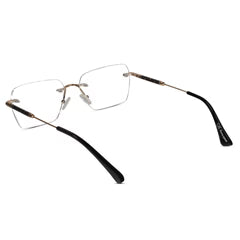 Black-Gold Rimless Reactngular Eyeglasses For Men ELE24004-BLK