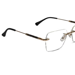 Black-Gold Rimless Reactngular Eyeglasses For Men ELE24004-BLK