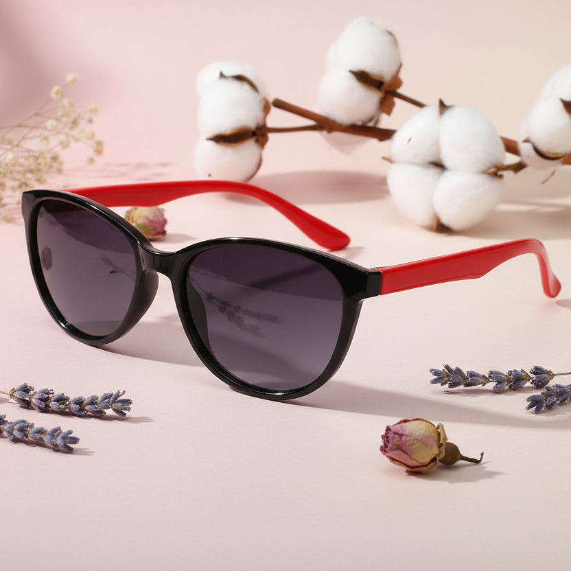 Black Red Cat eye Sunglasses For Kids LKSK1032-BLK