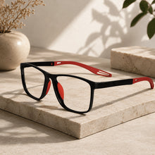 Black-Red Rectangle Reading Glasses For Men & Women