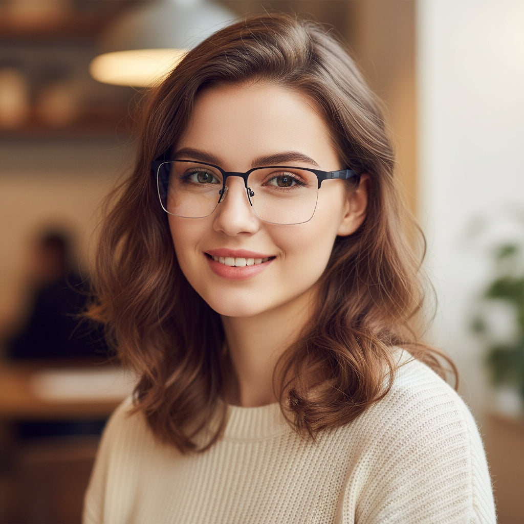 Black Semi Frame  Eyeglasses For Men & Women LKE9710-BLU