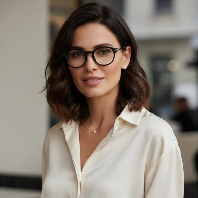 Black Round Computer Glasses For Men & Women LKE2601-BLK