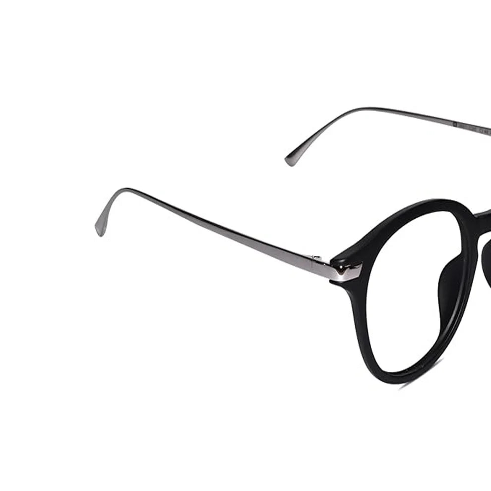 Shiny Dual Tone Black Printed Round Eyeglasses