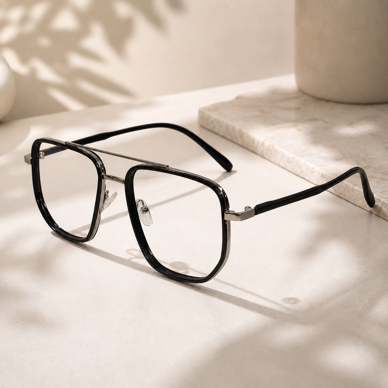 Black Aviator Full Frame Eyeglasses Men & Women LKE312-BLK