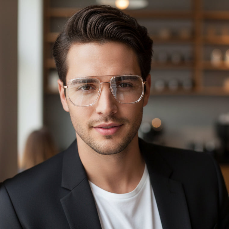 Black Aviator Full Frame Eyeglasses Men & Women LKE312-Golden