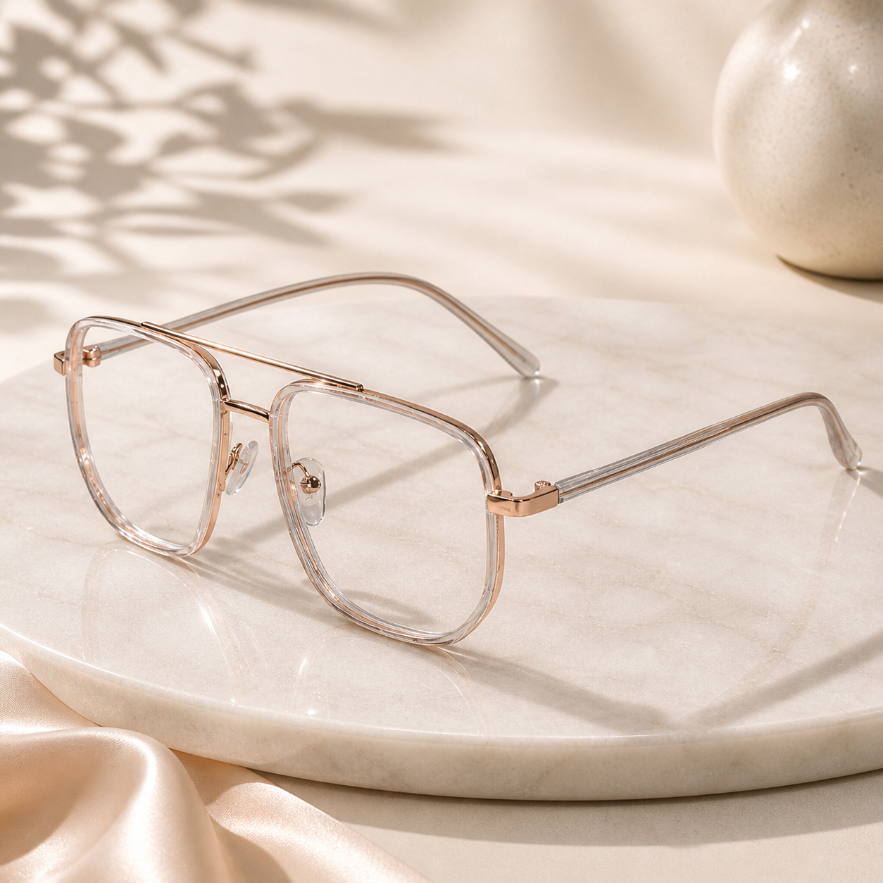 Black Aviator Full Frame Eyeglasses Men & Women LKE312-Golden