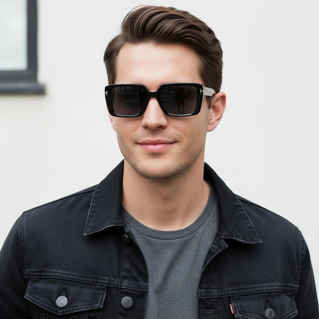 Black Bold Full Rim Square UV Protected Sunglasses For Men LKS53102-BLK